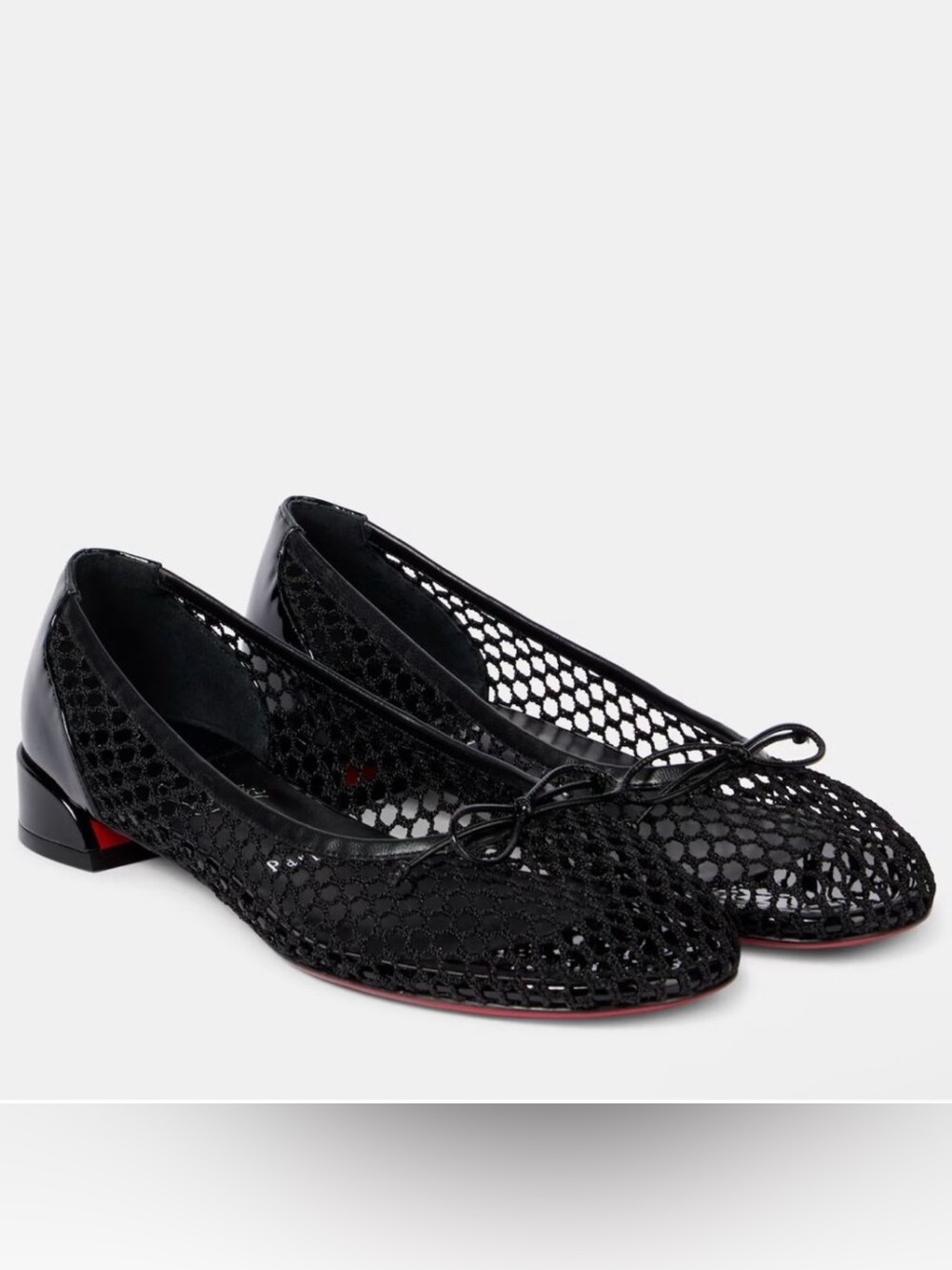 Christian Louboutin Black Mesh Bow Ballet Flats